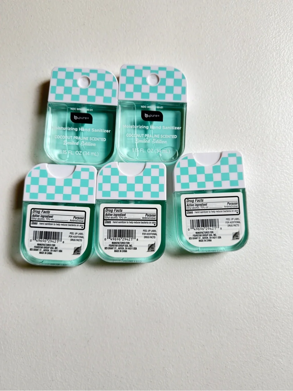 5  b.pure Coconut Praline Scented Moisturizing Hand Sanitizer - Mint + White